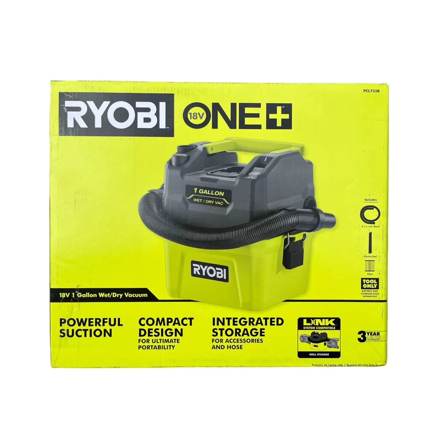 Ryobi PCL733B 18V 1 Gal. Wet/Dry Vacuum Tool Only - Missing Tube/Tube Connector