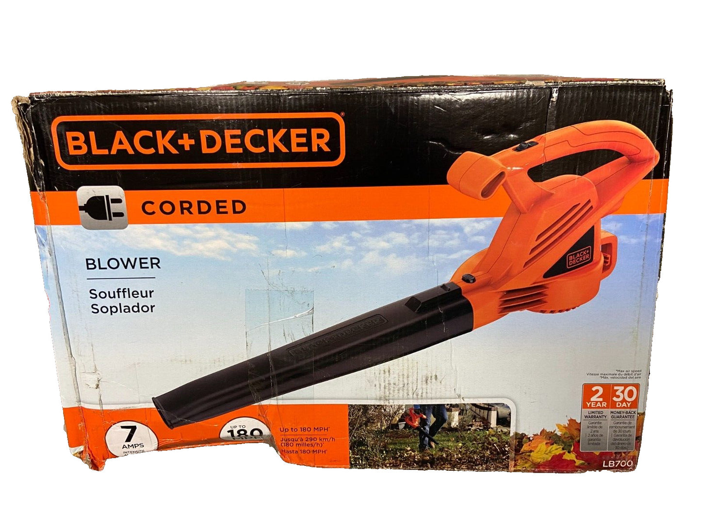 Black + Decker Corded Electric Leaf Blower 220 CFM 180 MPH Model LB700