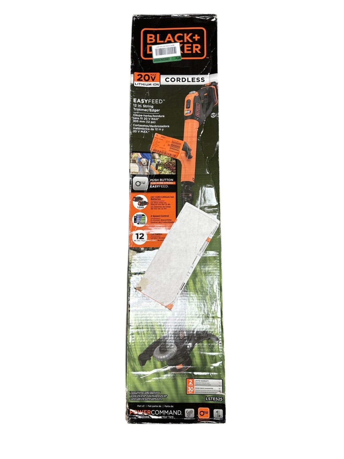 BLACK+DECKER 20V MAX* String Trimmer/Edger, 12" LSTE525 - TOOL ONLY