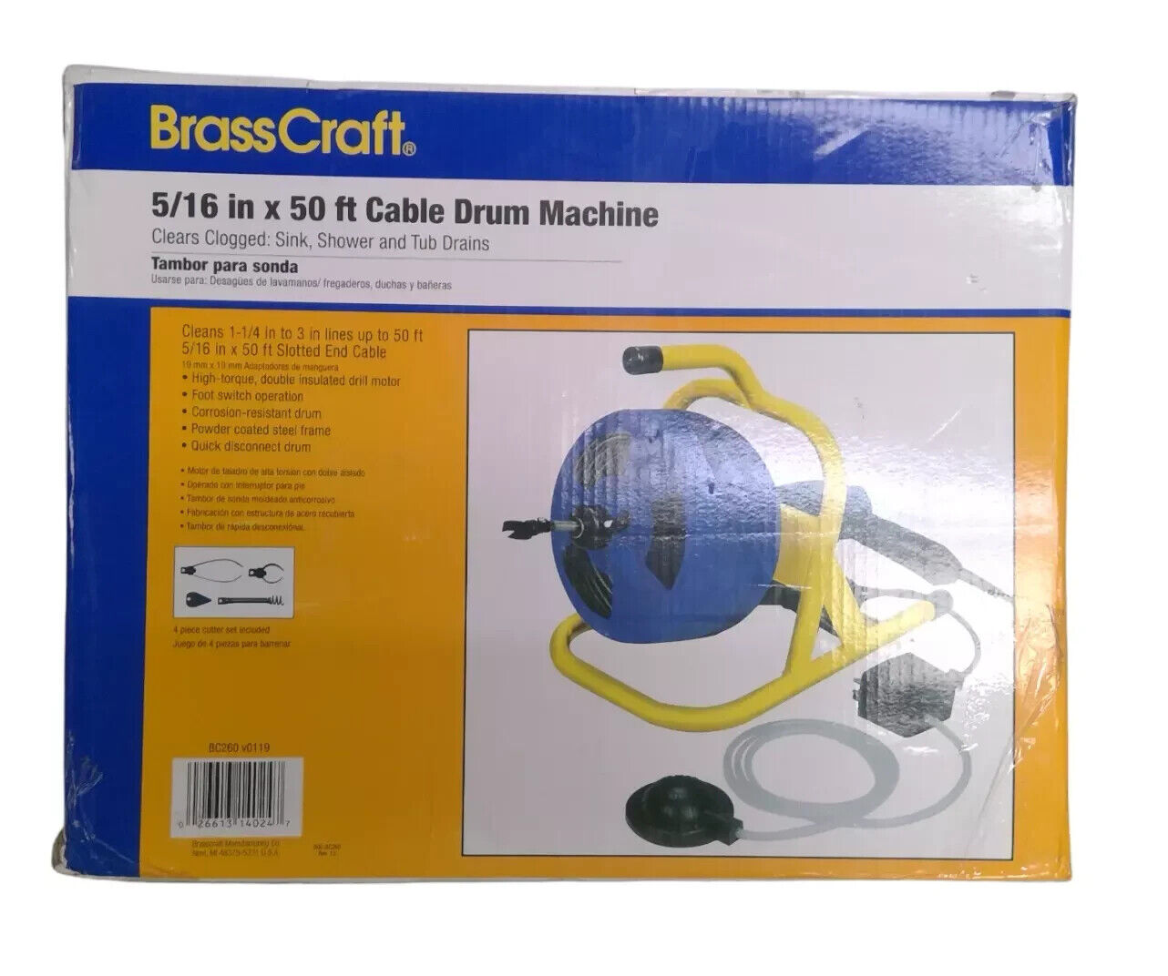 BrassCraft BC260 5/16 in. x 50 ft. Cable Drum Machine -READ--