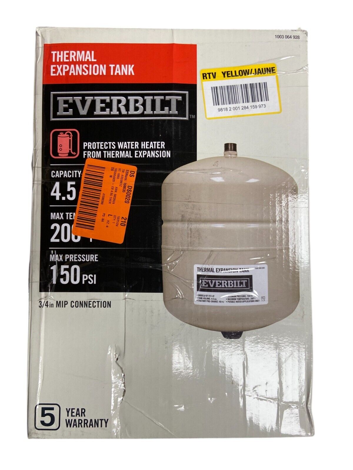 Everbilt 4.5 gal. Thermal Expansion Tank (UNTESTED) - Read Description!