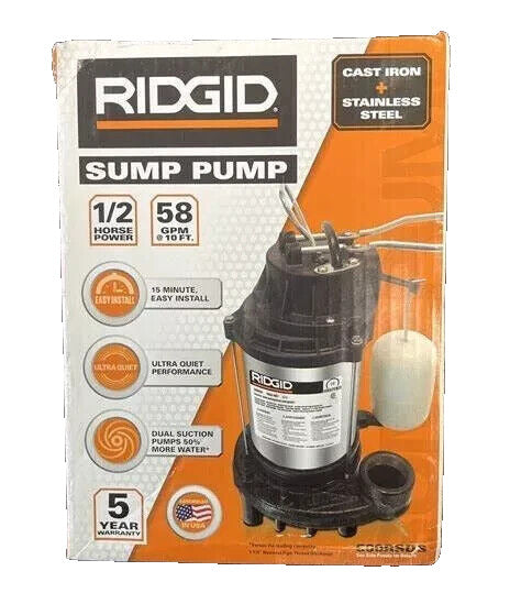 FOR PARTS RIDGID 1/2 HP Cast Iron Sump Pump 500RSDS -READ-