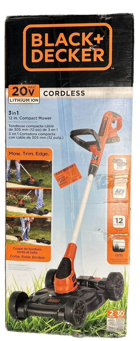 Black + Decker MTC220 20V MAX 12" 3-In-1 Compact Mower - TOOL ONLY