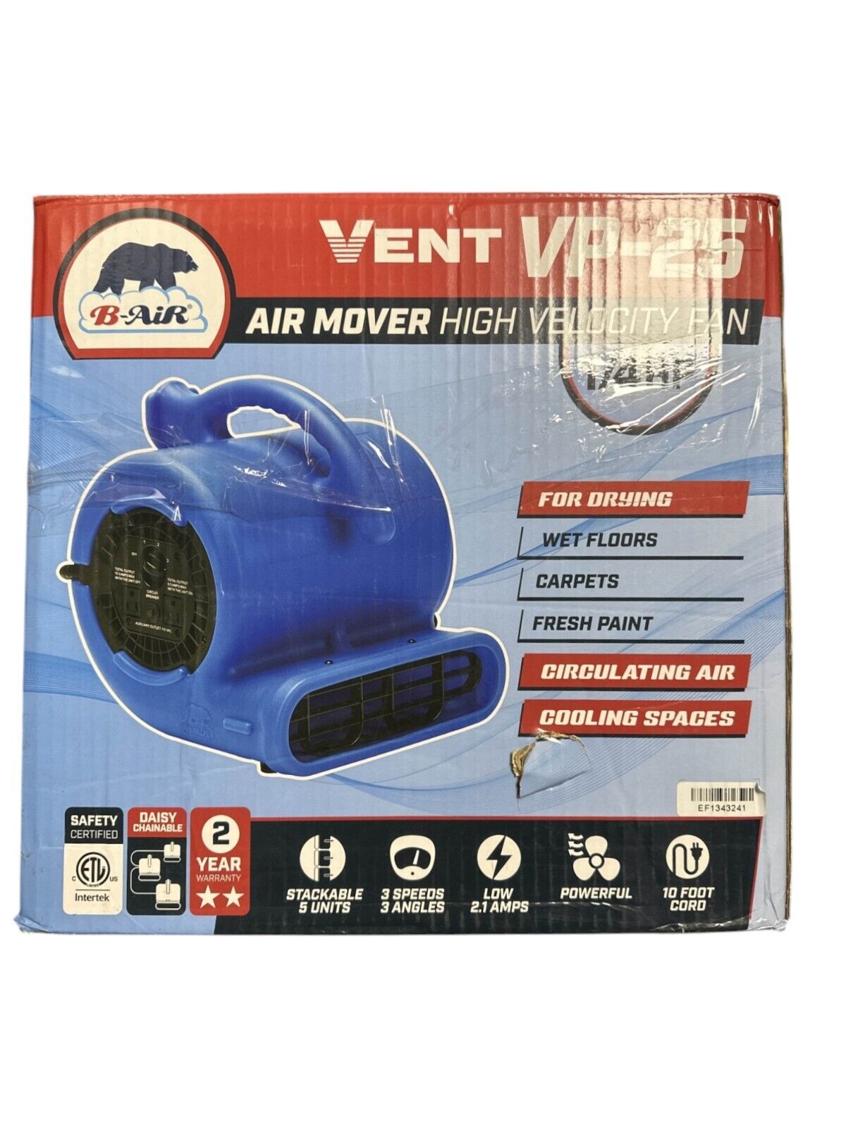 B-Air Vent VP-25 Air Mover High Velocity Fan 1/4HP