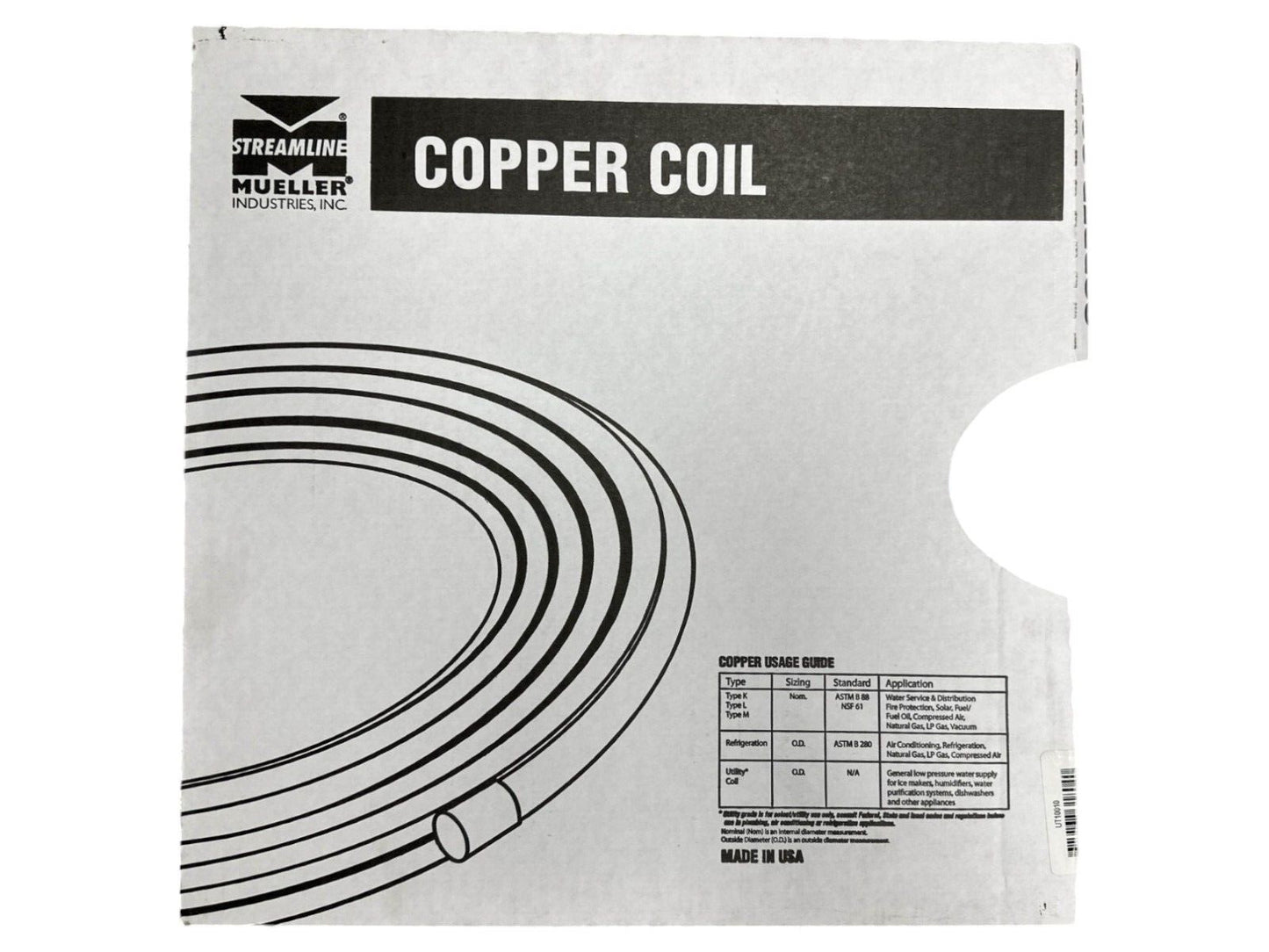 Mueller Streamline Copper Coil - 5/8" Outer Diameter - 10' Long - Utility Grade