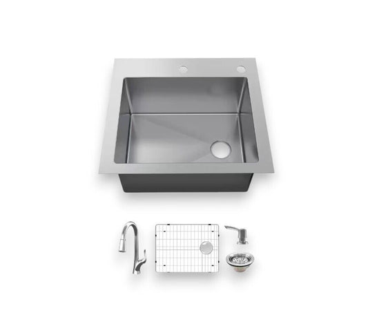 Glacier Bay 25" Single Bowl Dual Mount Kitchen Sink -VDR2522A1PA1-