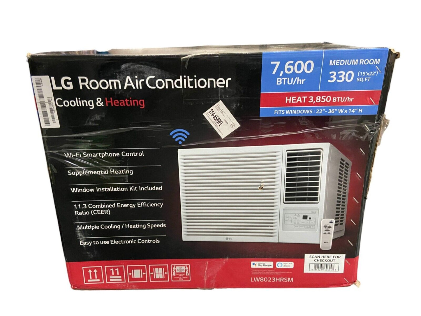 LG LW8023HRSM 7,600 BTU 115V Programmable Window Air Conditioner W/ Heater -READ