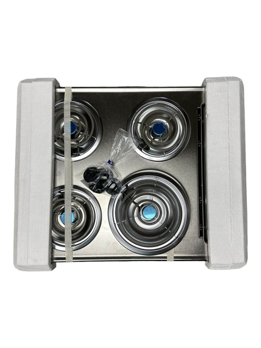 Summit Appliance ZEL03 24 in. 230V Wide 4-Burner Coil Cooktop - Chrome-READ-