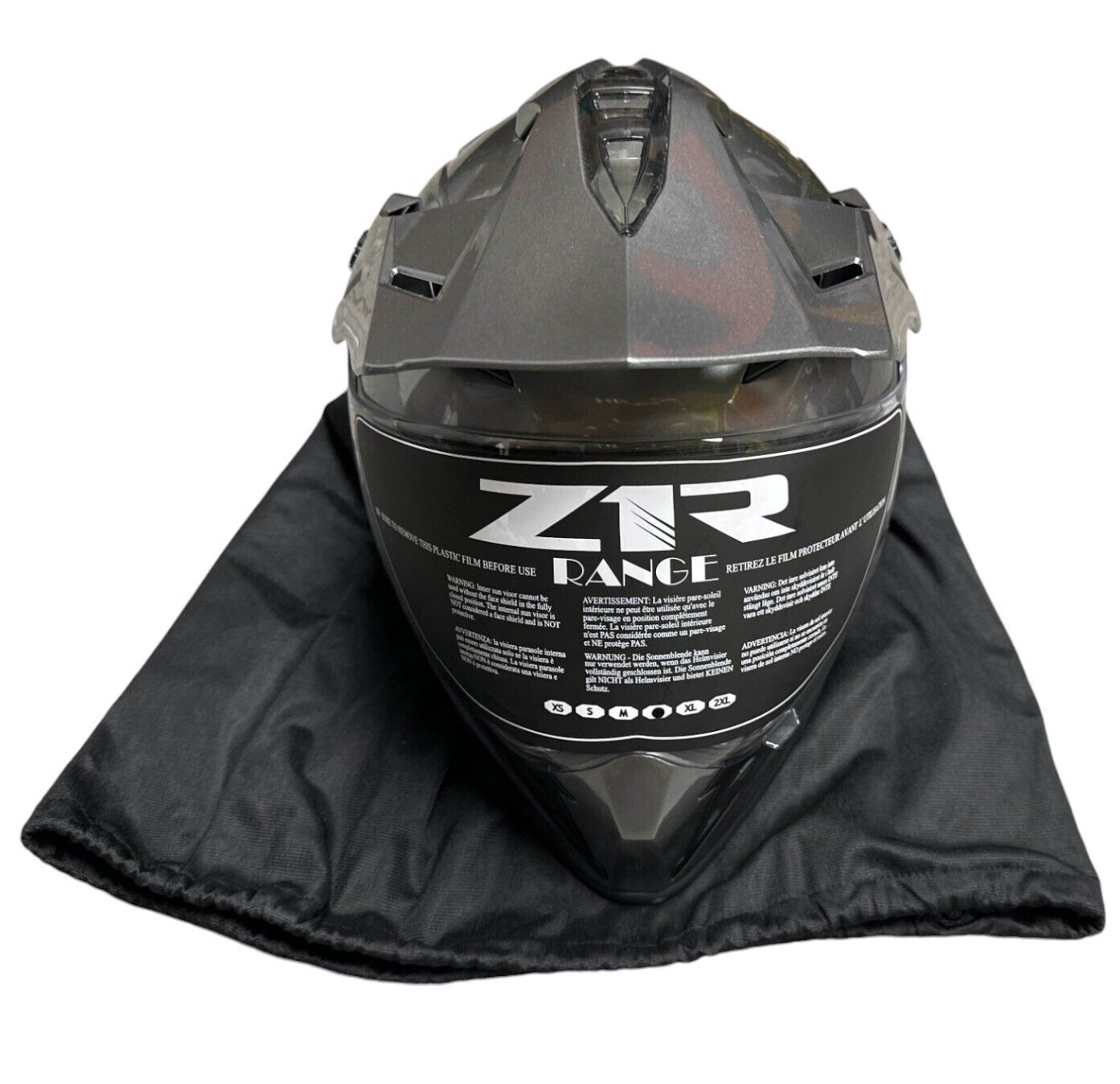 Z1R RANGE Dual-Sport Adventure Helmet w/Drop-Down Sun Visor (Titanium) Large