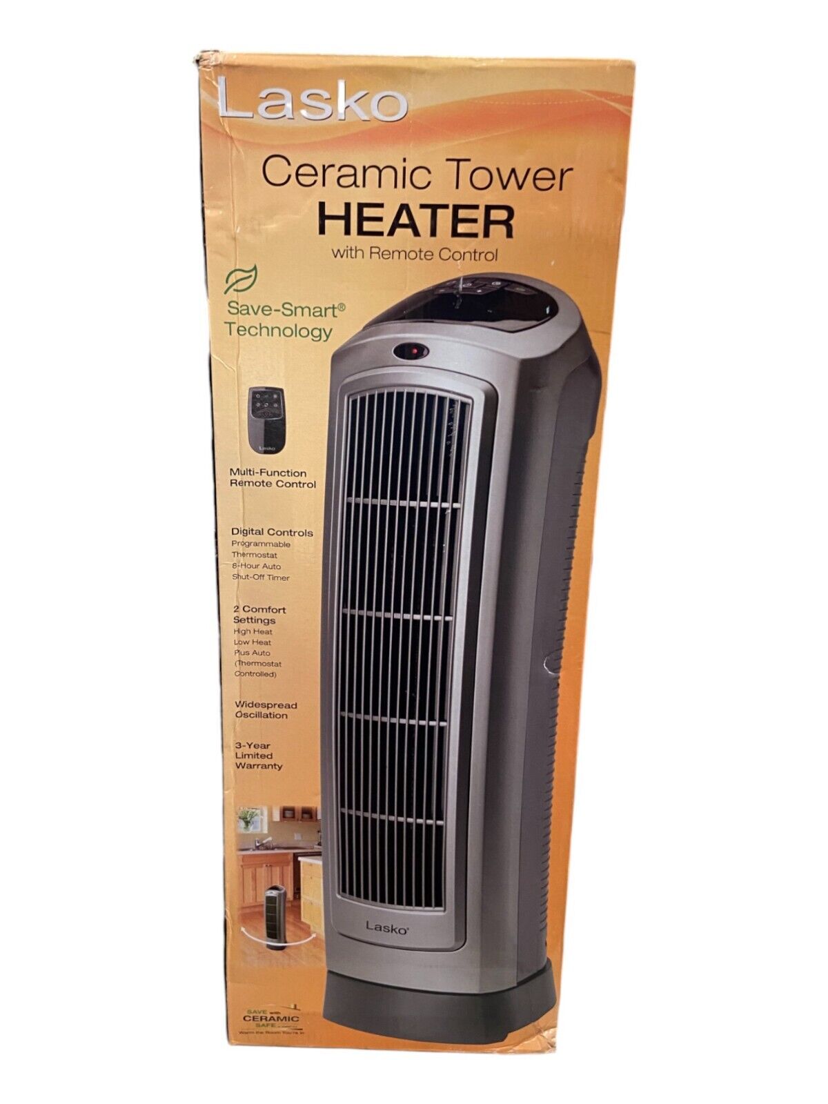 Lasko 5538 Electric Ceramic Tower Heater with Remote Control