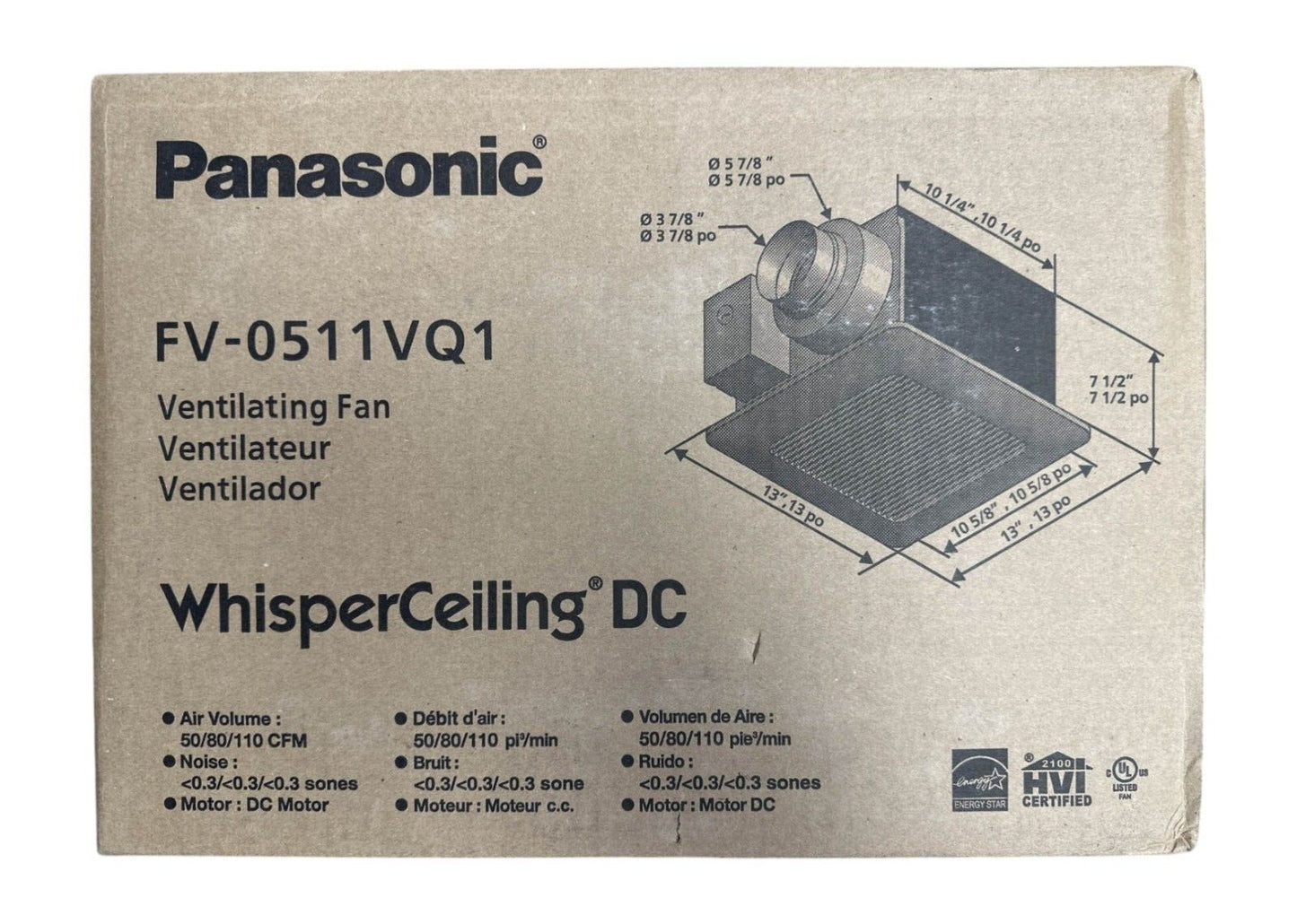 Panasonic FV-0511VQ1 WhisperCeiling DC Ventilation Fan - White