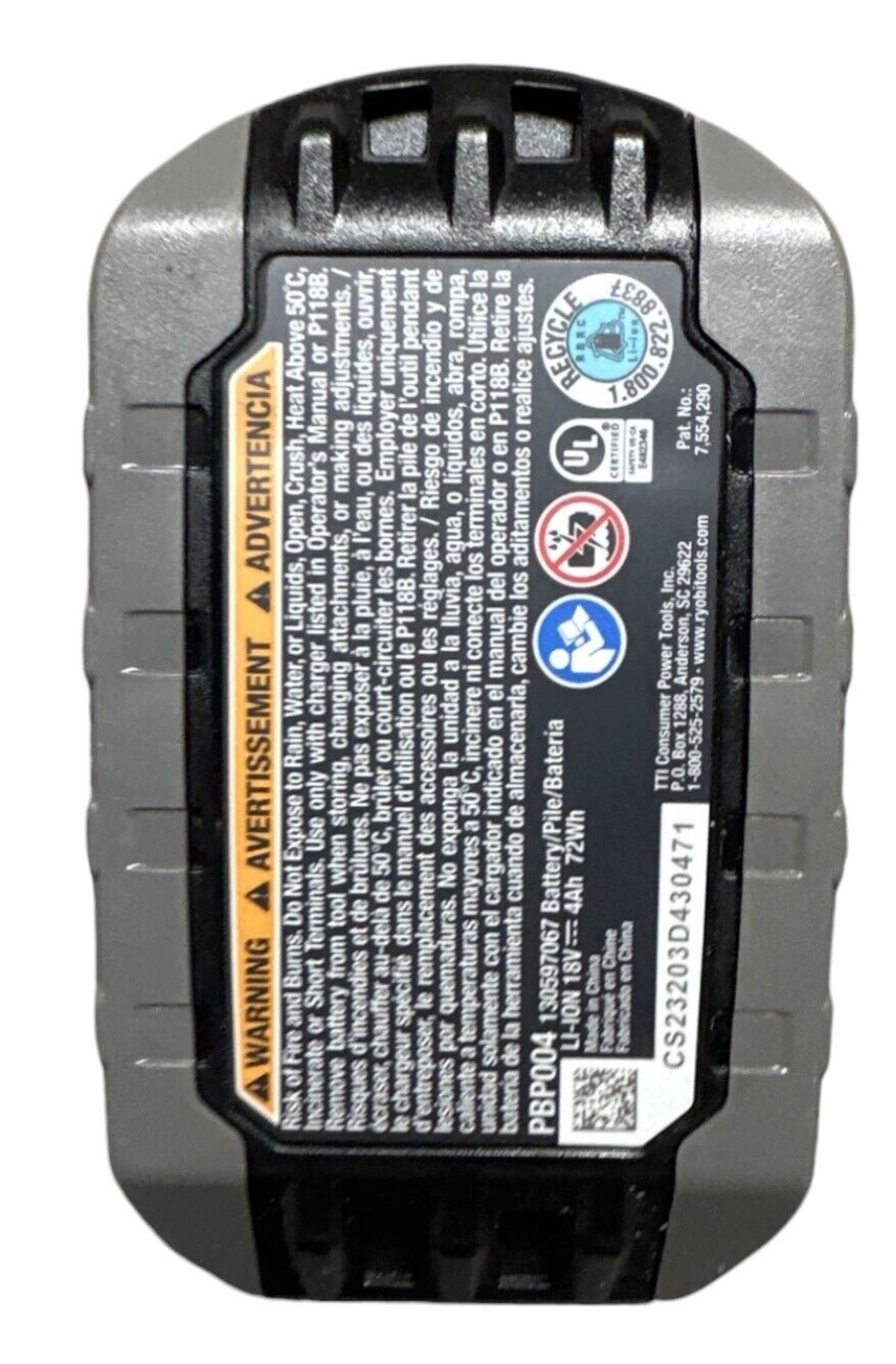 RYOBI 18V HIGH PERFORMANCE Lithium-Ion 4.0 Ah Battery -PBP004