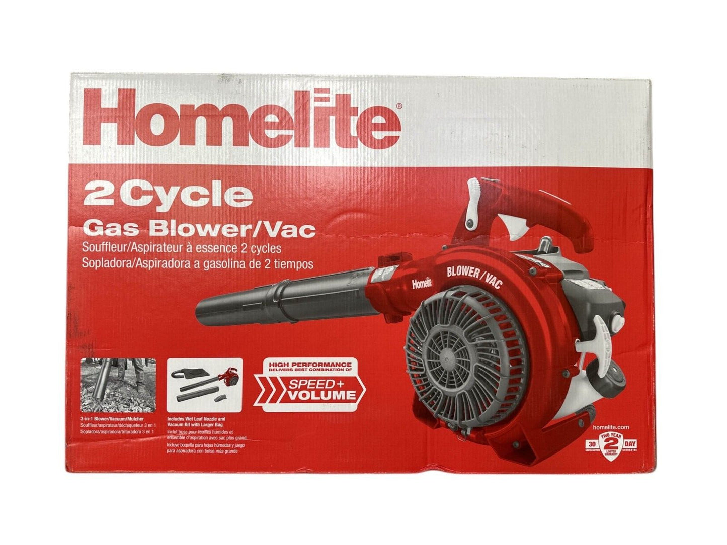 Homelite UT26BVL3VNM 150 MPH 400 CFM 26cc Gas Handheld Blower Vacuum