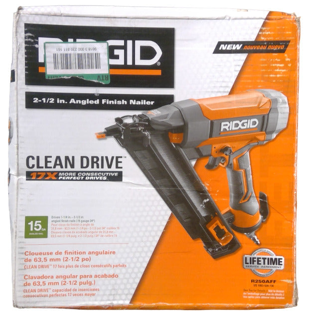 RIDGID 15-Gauge 2-1/2 in. Angled Finish Nailer with CLEAN DRIVE Technology