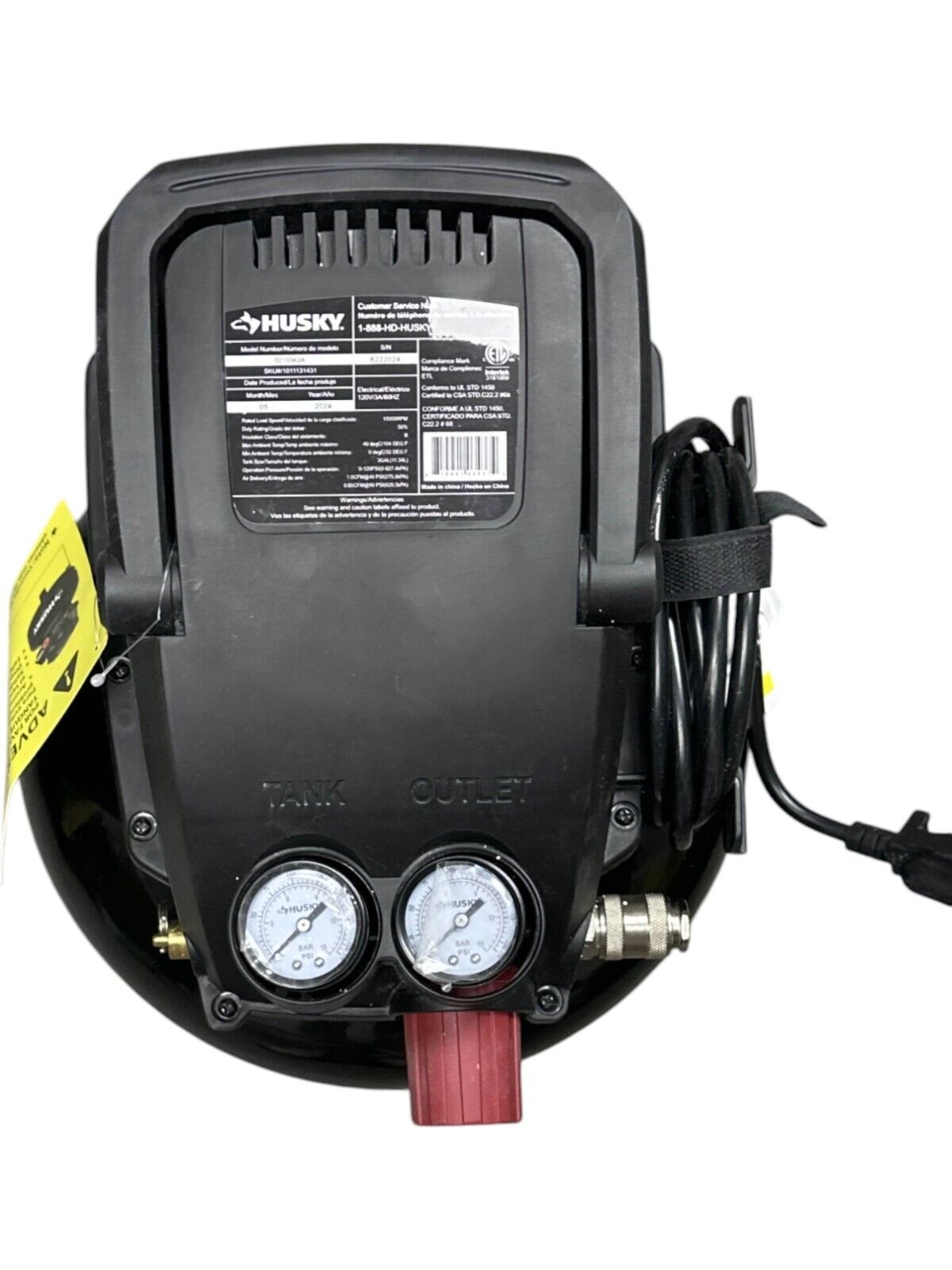 Husky 3 Gal. 120PSI Portable Electric Pancake Air Compressor -USED