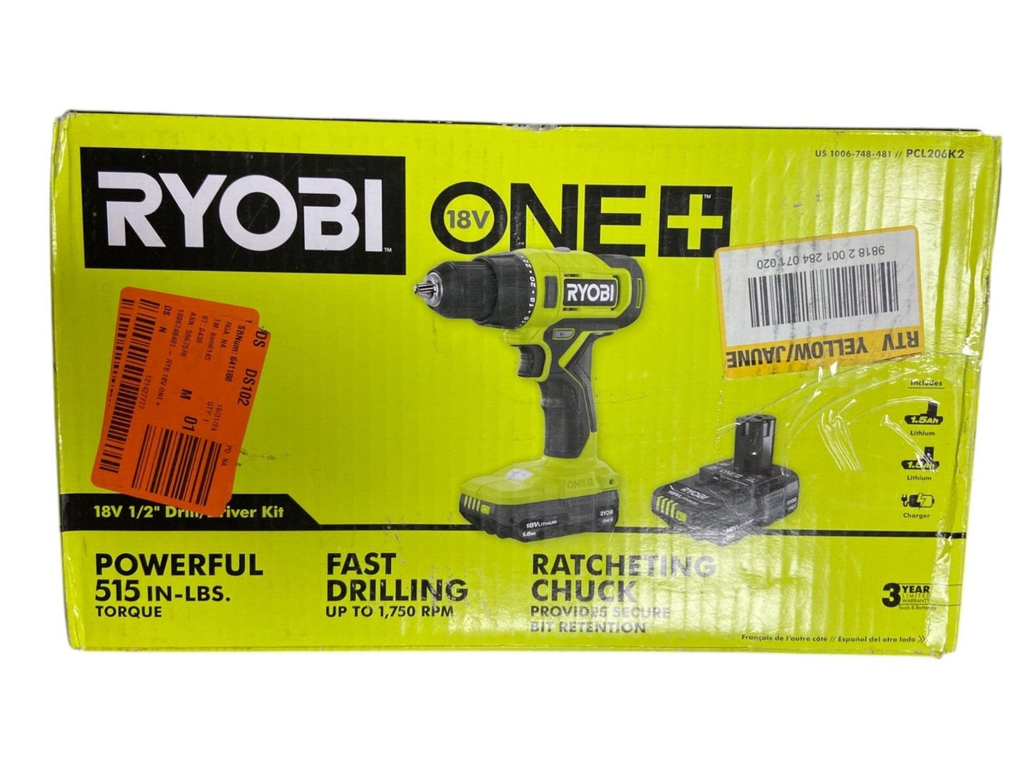 Ryobi PCL206K2 ONE+ Lithium-Ion Cordless 1/2" Drill/Driver Kit