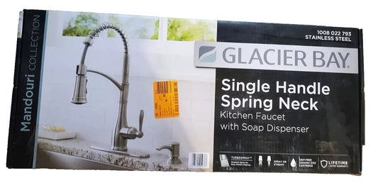 Glacier Bay Mandouri 1-Handle Spring Neck Sprayer Kitchen Faucet Stainless Steel