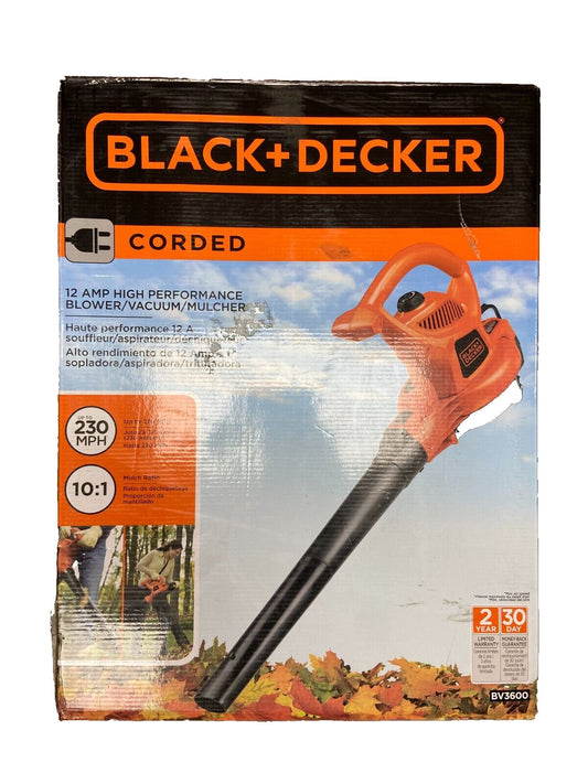 Black+Decker BV3600 12 Amp 3-in-1 Corded Electric Leaf Blower/Vac/Mulcher