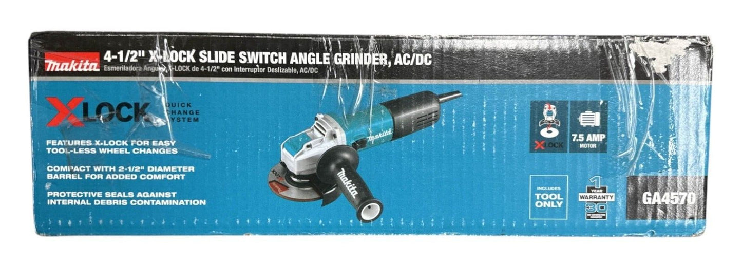 Makita GA4570 4-1/2" Corded X-LOCK Slide Switch Angle Grinder