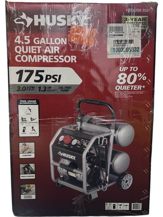 Husky 4.5 Gal 175 PSI Portable Electric Quiet Air Compressor