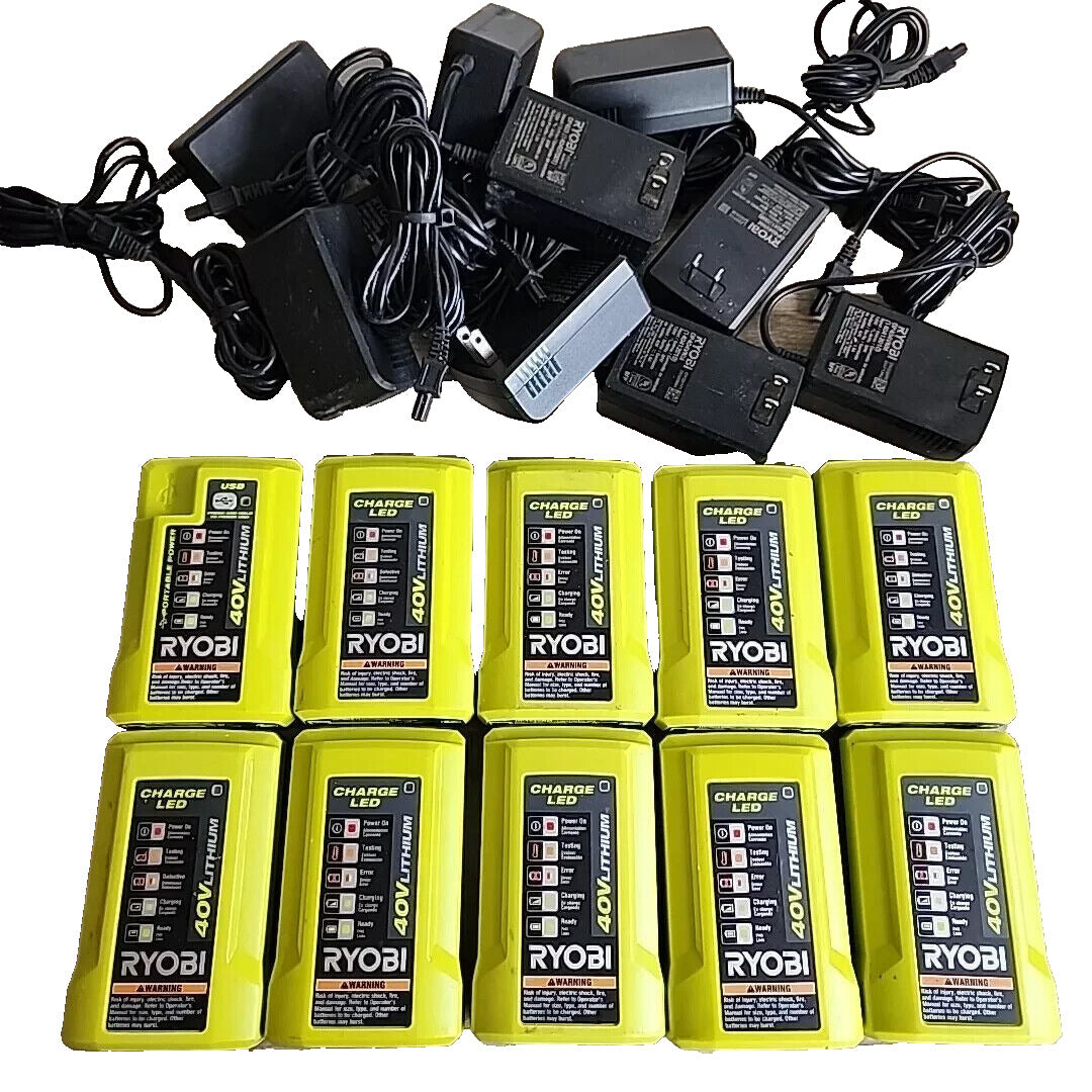 Lot Of 10 RYOBI OP404 40V Chargers OPEN BOX