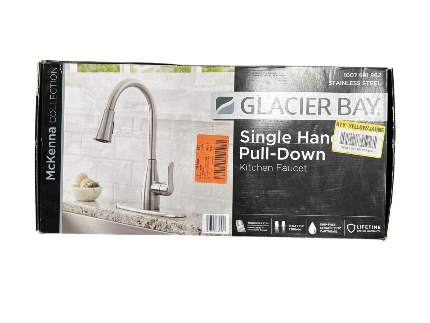 Glacier Bay 1007991862 Mckenna Pull-Down Kitchen Faucet Stainless Steel -READ-