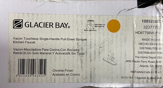 Glacier Bay 1009250898 Touchless Single-Handle Pull Down Sprayer Kitchen Faucet