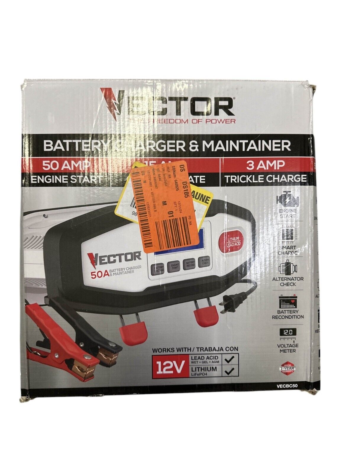 VECTOR 50 Amp Battery Charger/Maintainer VECBC50 -USED-