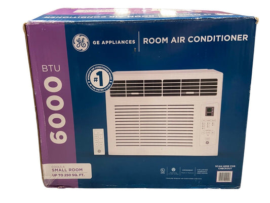 GE 115v White Window Air Conditioner Cooler 250sq. ft. Room Cooling 6000 BTU