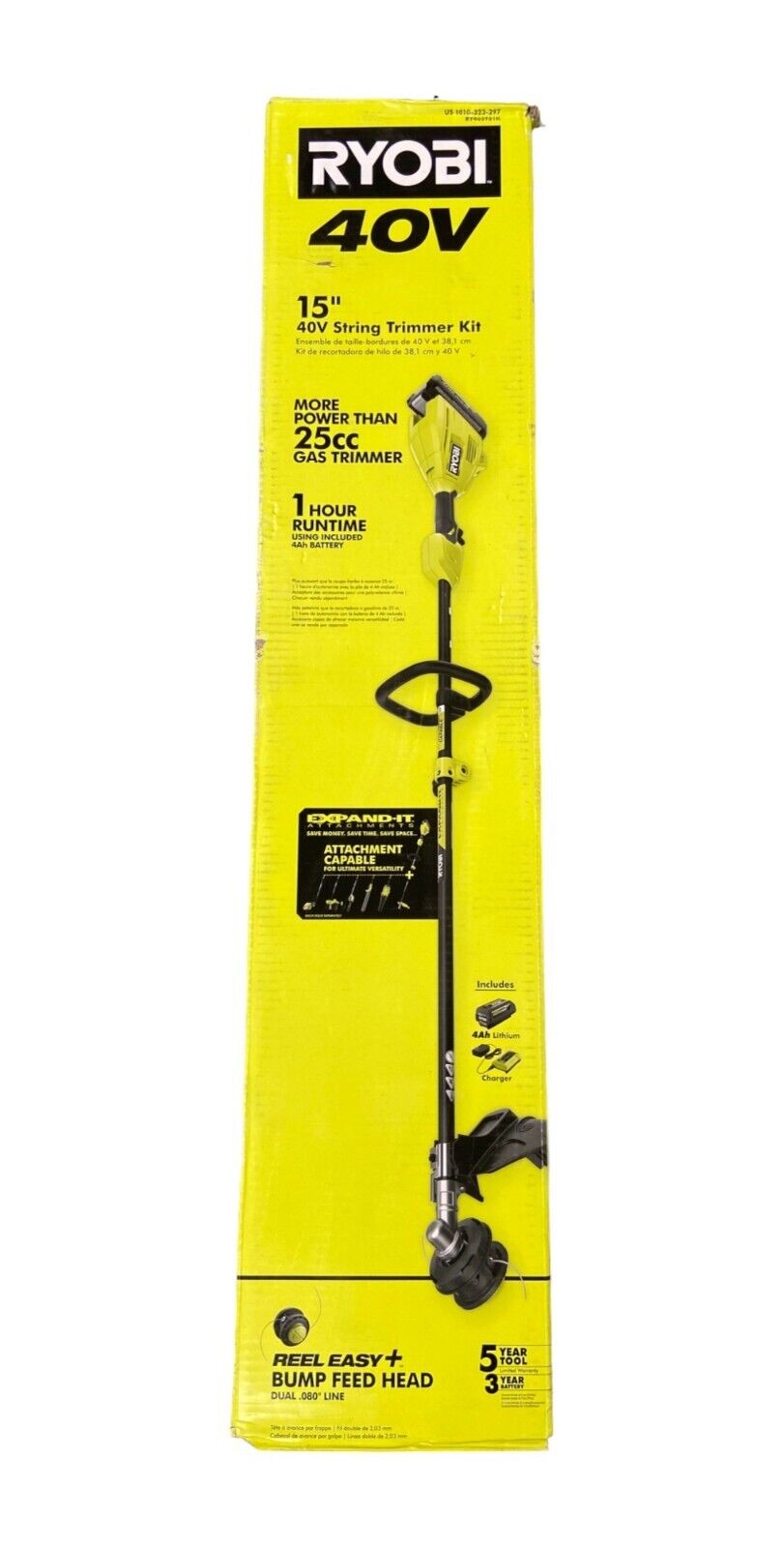 RYOBI RY40ST01K 40V String Trimmer 15" Expand-It Attachment Capable (Tool Only)