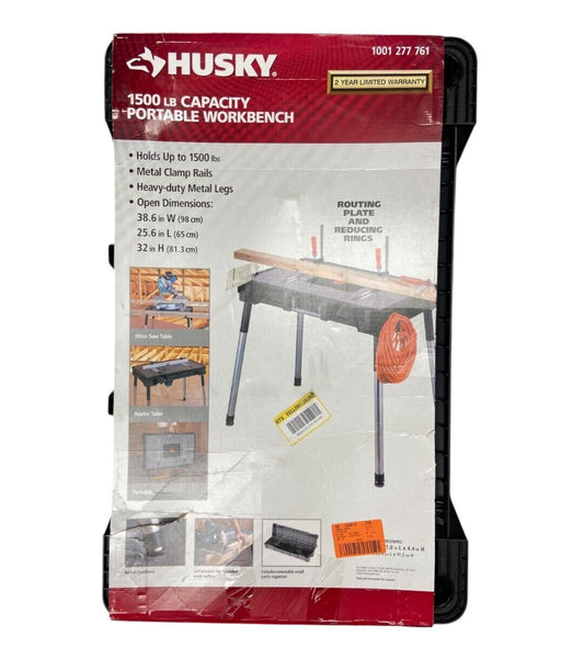 Husky Jobsite Workbench 1.8 ft x 3 ft Lightweight Portable Heavy-Duty Metal Legs