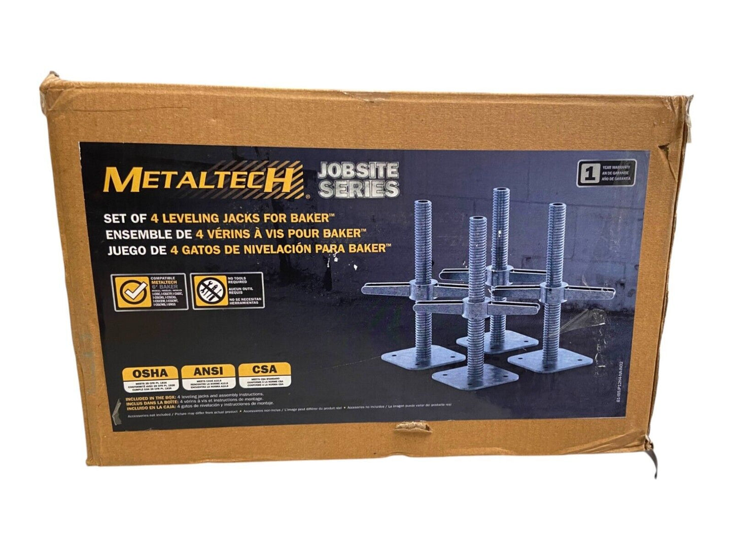 MetalTech Scaffolding Platform 12" Leveling Jacks Galvanized Steel (4-Pack)