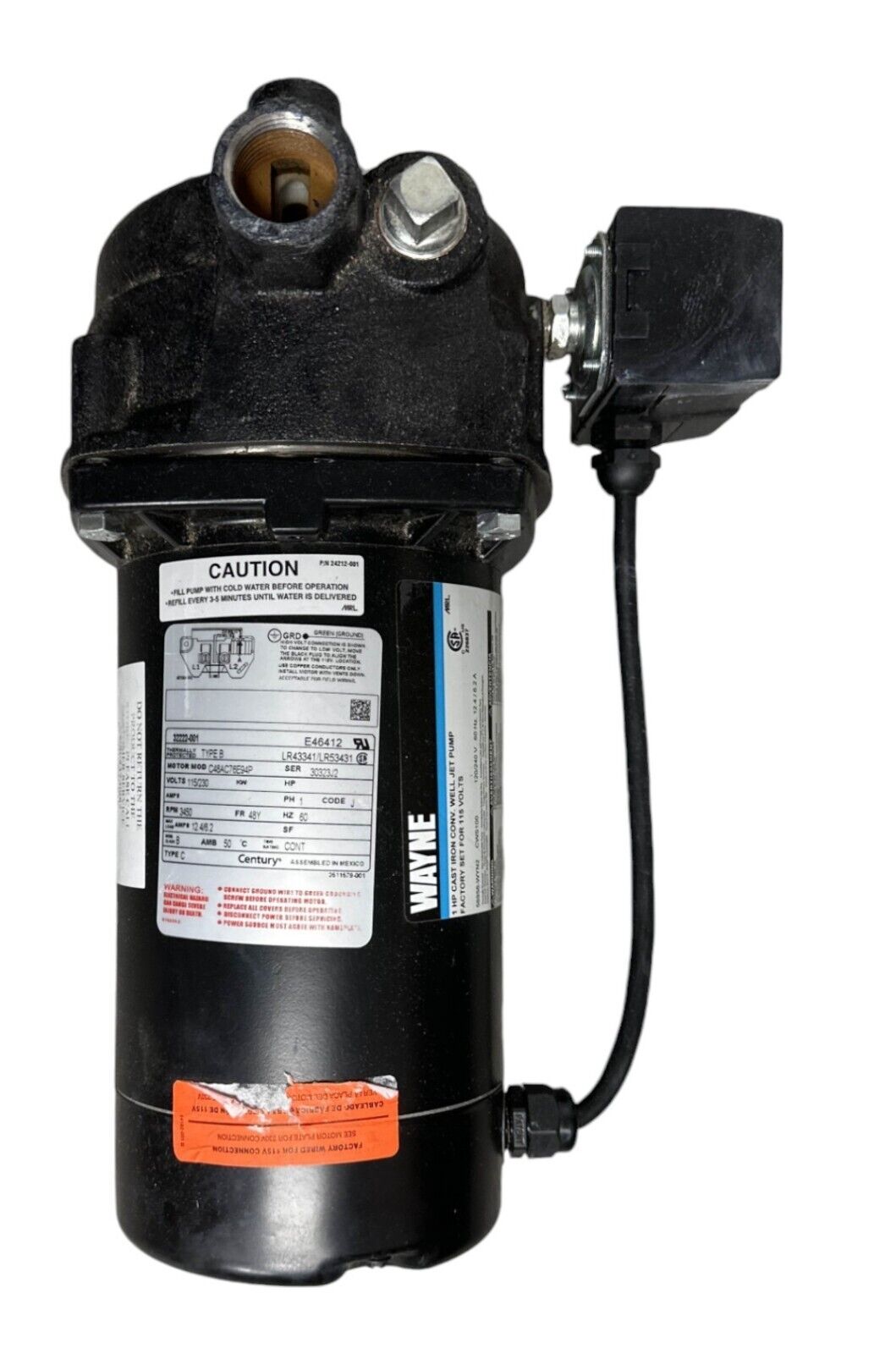 Wayne CWS100 - 1 HP Cast Iron Convertible Well Jet Pump