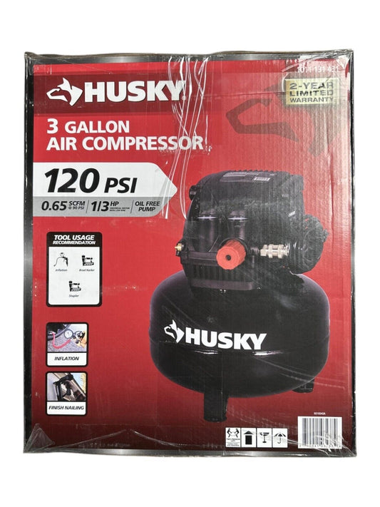 Husky 3 Gal. 120PSI Portable Electric Pancake Air Compressor -USED