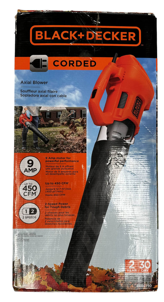 Black & Decker BEBL750 140 MPH Electric Axial Leaf Blower (Corded)-OPEN BOX-