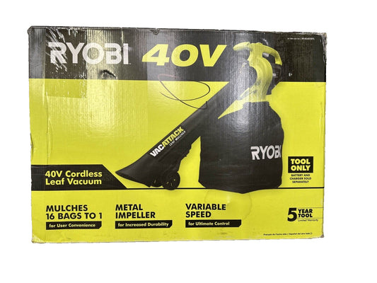 Ryobi RY40405BTL 40V Cordless Leaf Mulcher -TOOL ONLY- MISSING MULCH BAG