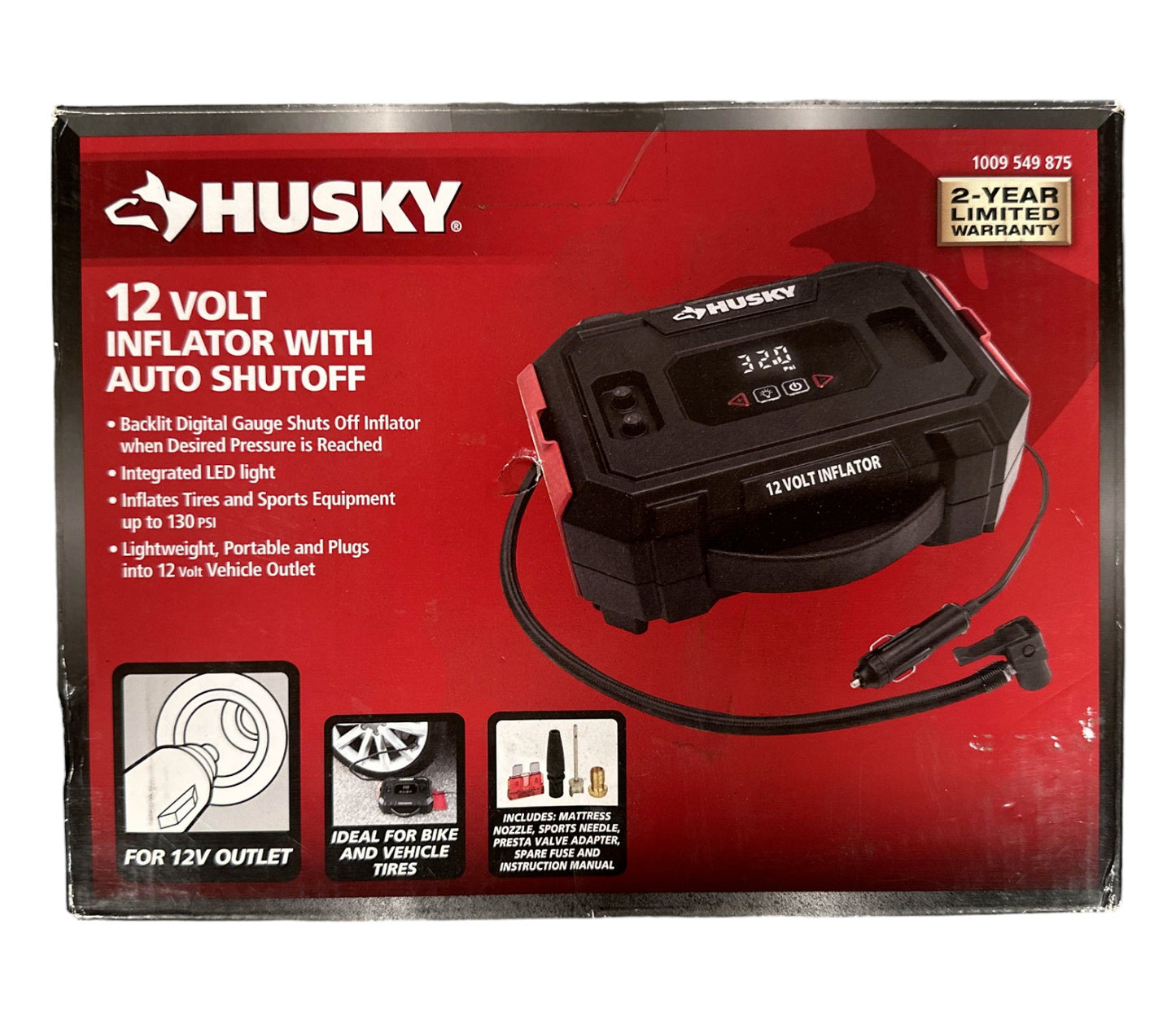 Husky 12 Volt Inflator with Auto Shutoff & Digital Gauge 12V 1009-549-875