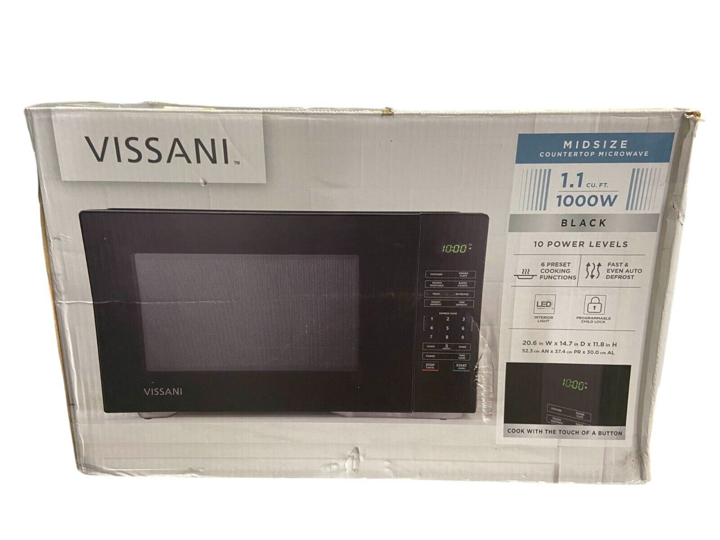 Vissani Countertop Microwave Oven 1.1-Cu Ft Black HVM1110B