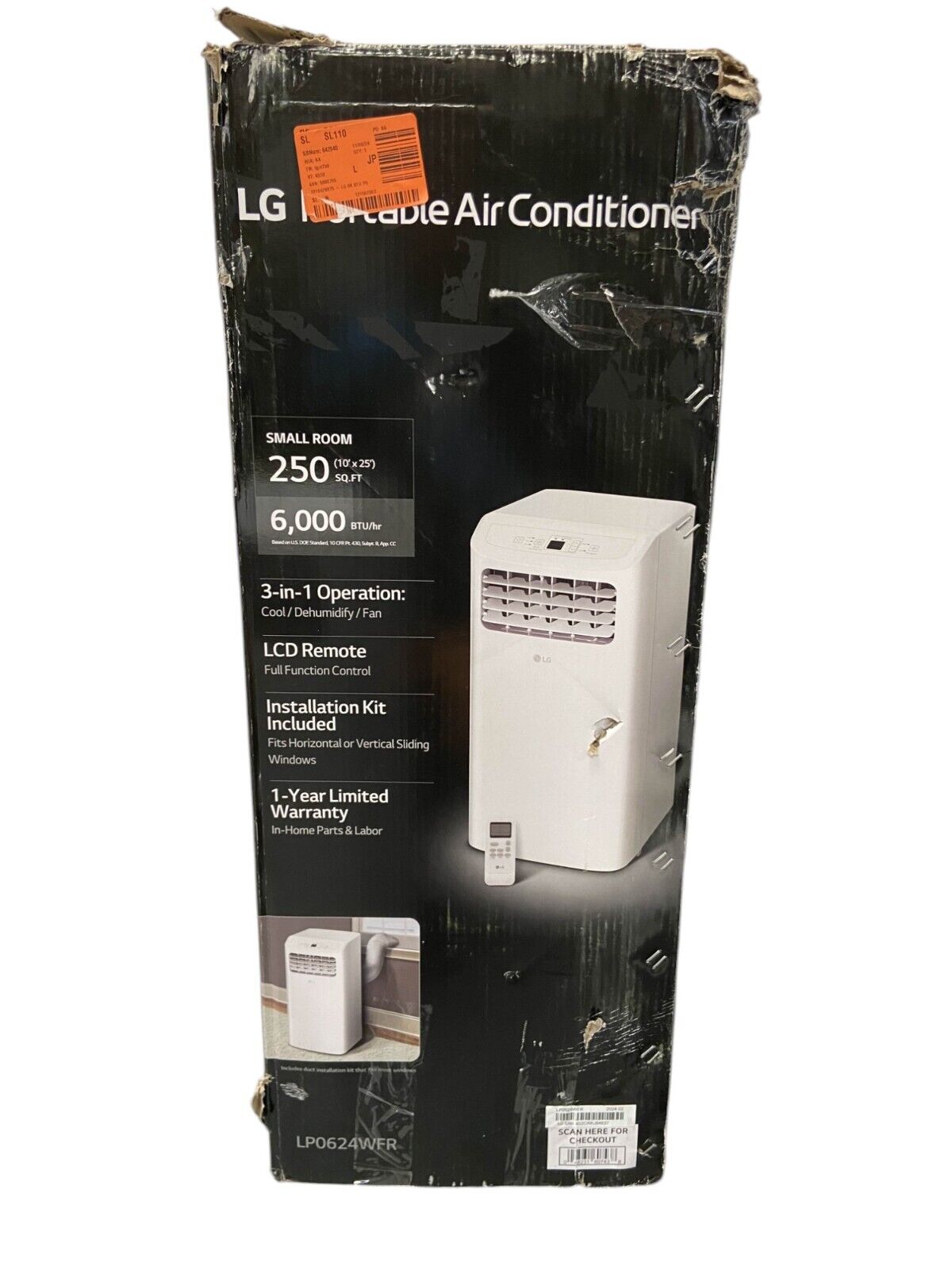 LG 6,000 BTU 115V Portable Air Conditioner 3-In-1 250sq ft (Read Description)