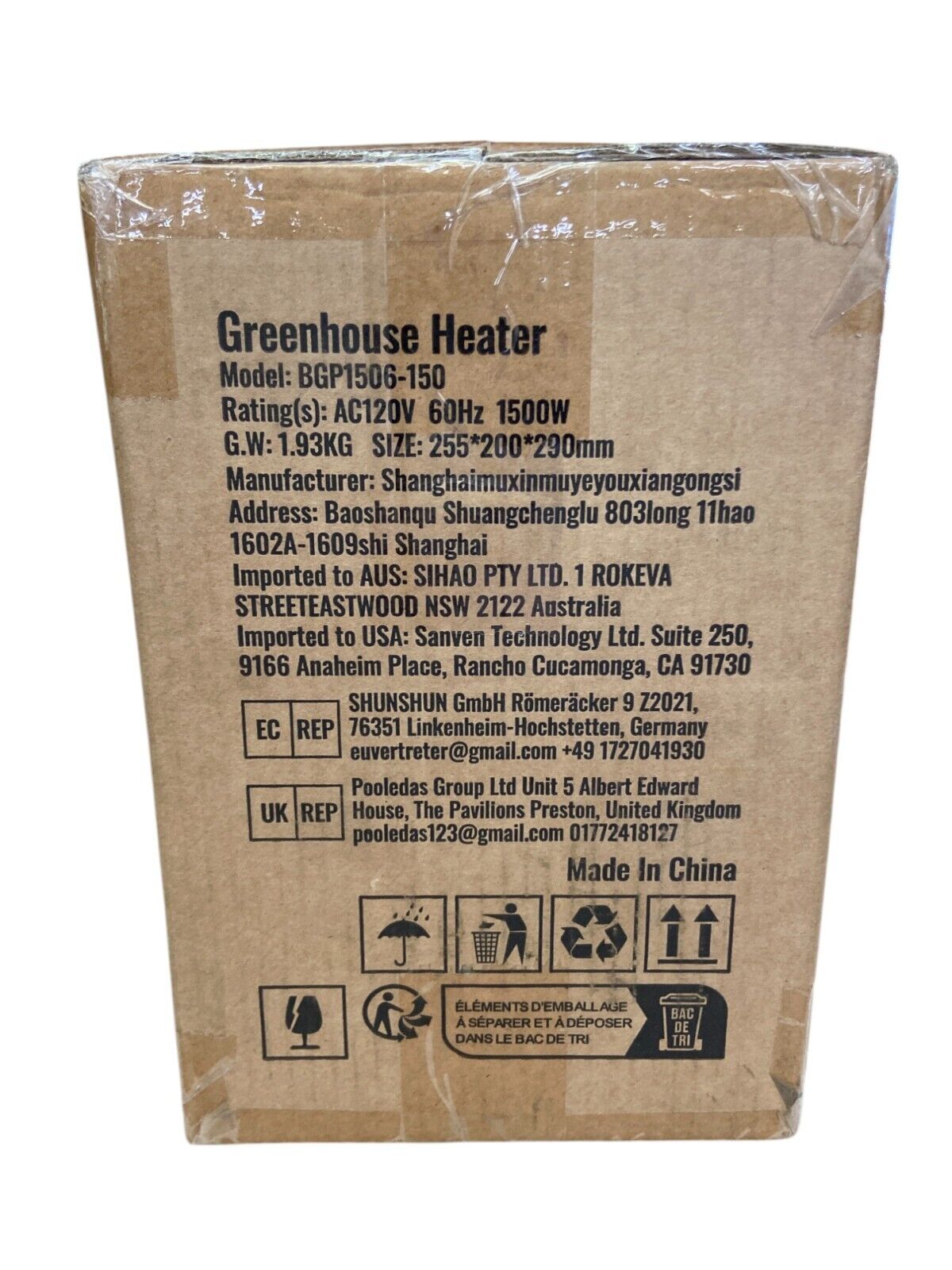 Greenhouse Heater, 1500W PTC Fast Heating with Overheat Protection, 3-Speeds