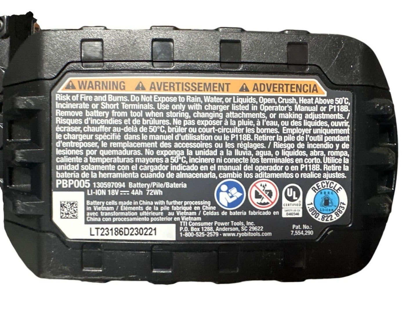 RYOBI PBP005 18V ONE+ 4.0 Ah Battery