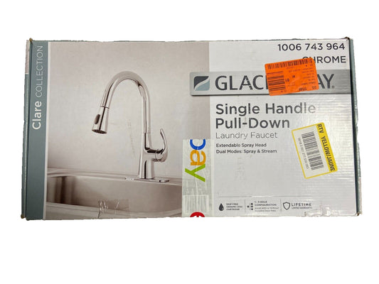 Glacier Bay 1006 743 964 Clare Pull Down Laundry Utility Faucet in Chrome - READ