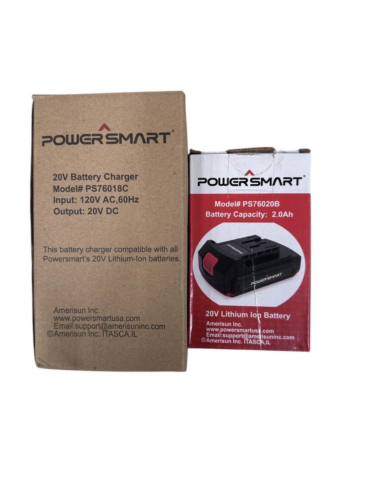 PowerSmart 20V 2.0Ah 2000mAh Li-on Rechargeable Battery PS76020B and Charger