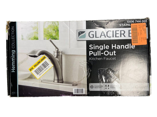 Glacier Bay Hemming Pull-Out Sprayer Kitchen Sink Faucet Stainless Steel