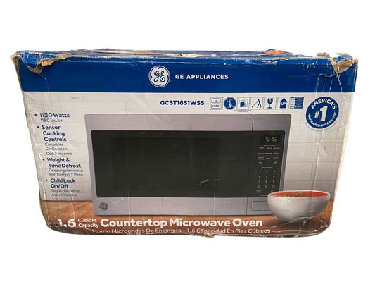 GE - 1.6 Cu. Ft. Capacity Countertop Microwave Oven, Stainless Steel (READ!)