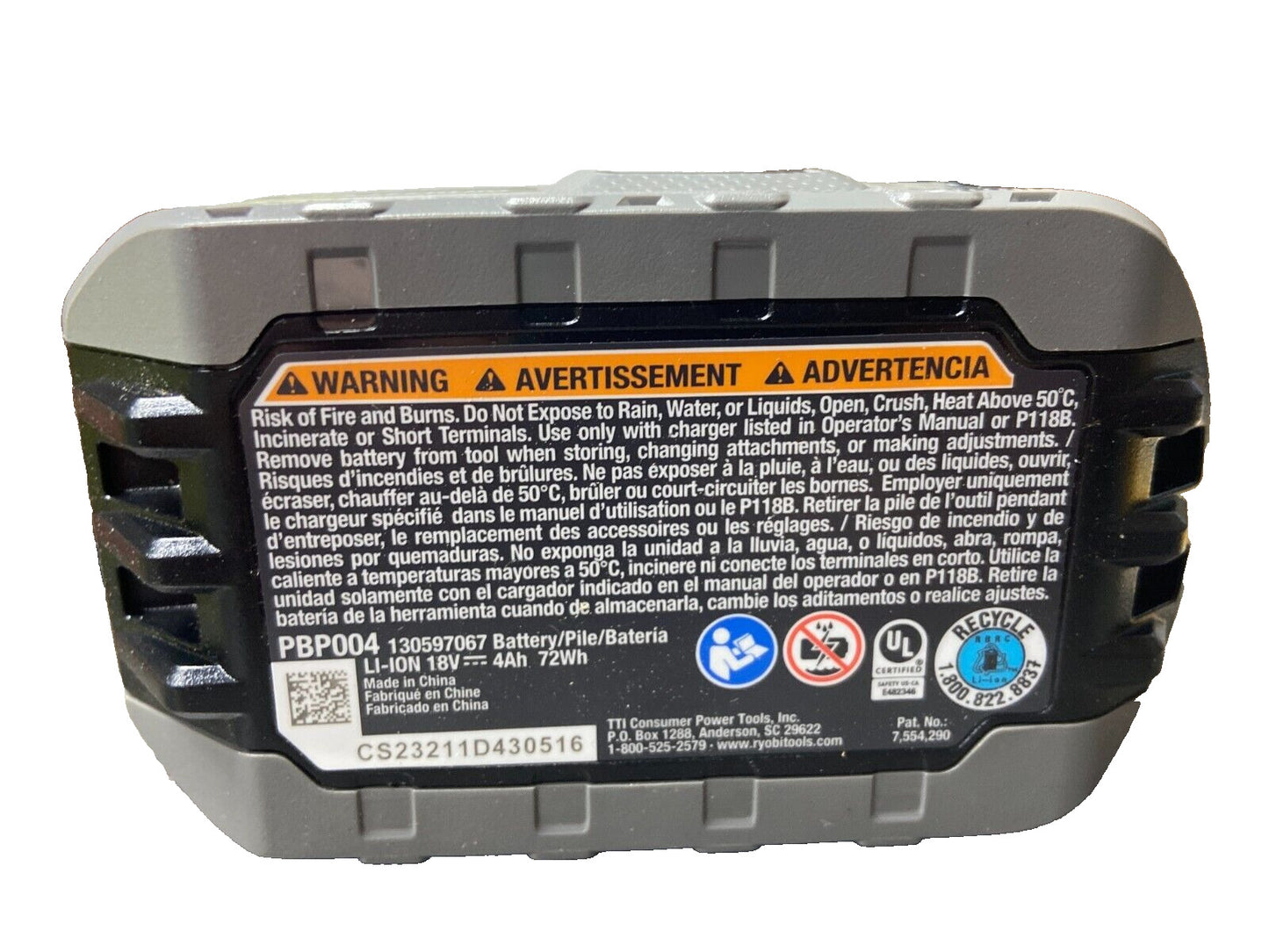 Ryobi One+ 4Ah  18V Lithium-ion High Performance Battery (PBP004)