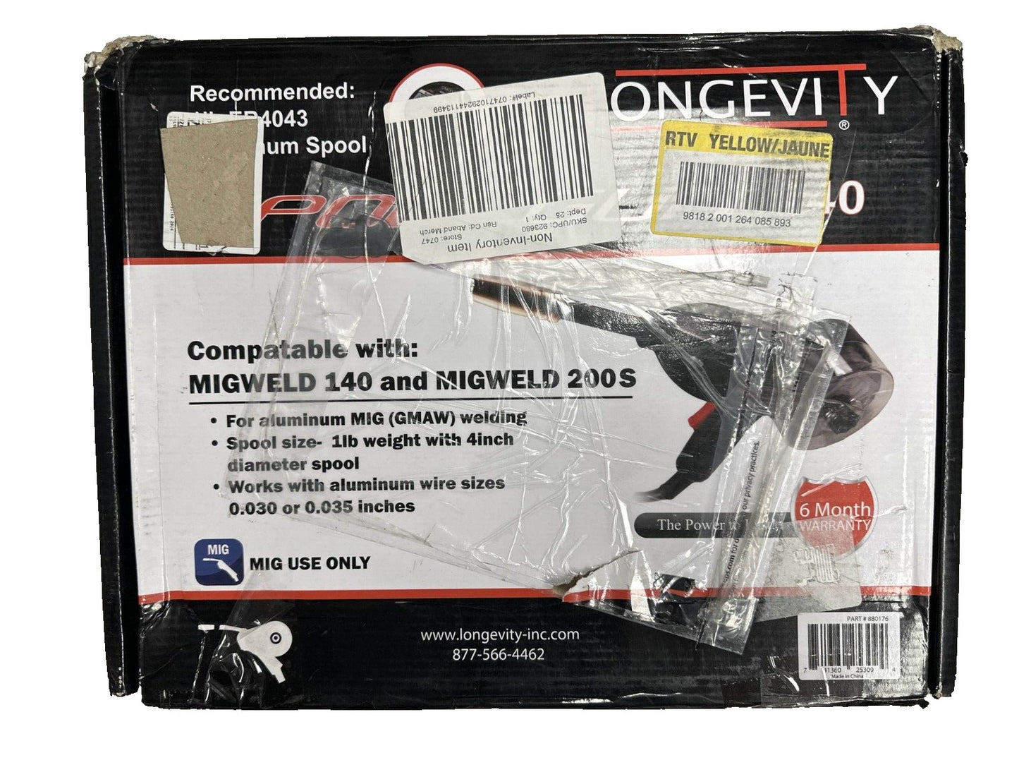 LONGEVITY MigWeld SpoolGun 140 -OPEN BOX-