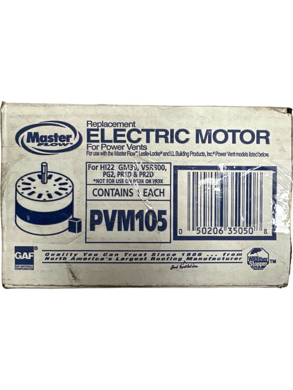 MASTERFLOW Electric Motor For HI22, GM30, VSR300, PG2, PR1D & PR2D -UNTESTED-