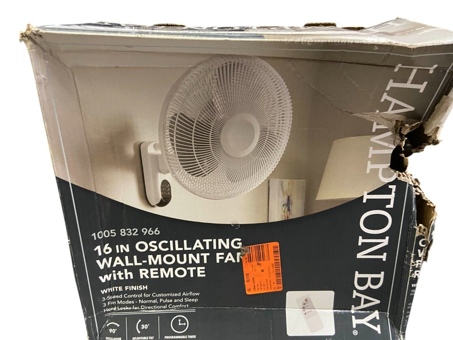 Hampton Bay 16 in. Indoor Wall Mount Fan with Remote