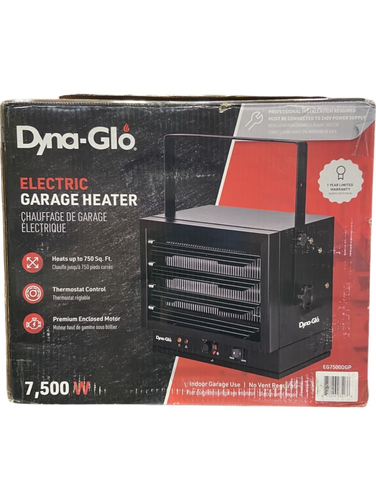 DYNA-GLO EG7500DGP 7500W 240V Electric Garage Heater